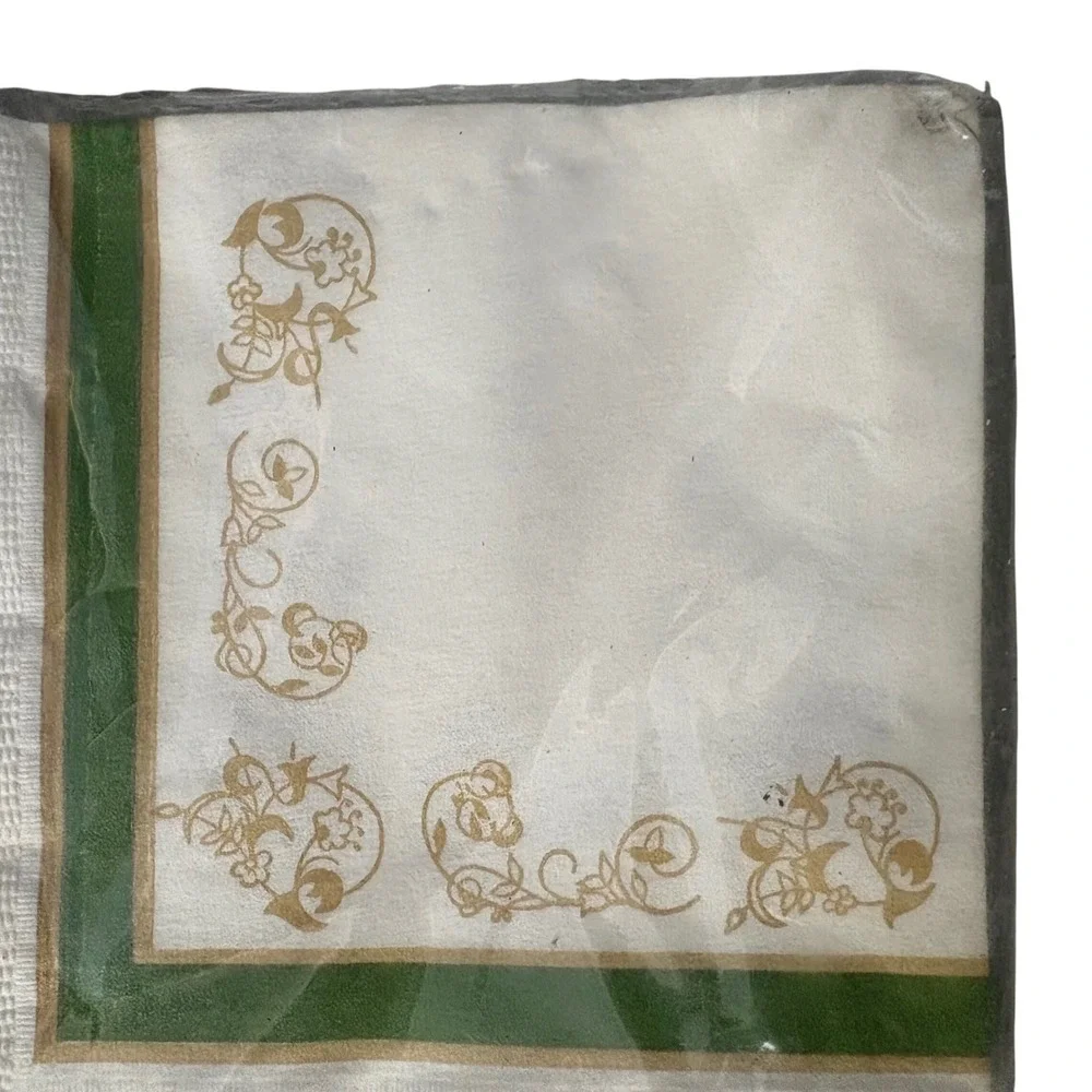 Vintage Warmel Creation Cocktail Napkins 20ct Green Gold Floral 2-Ply 10x10 New